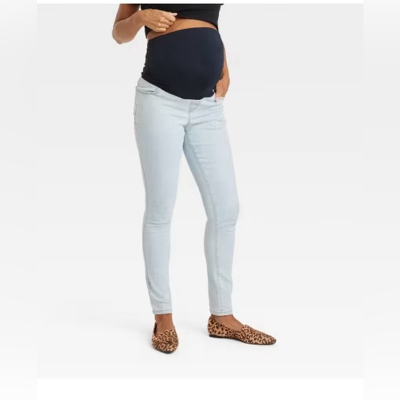 Under  Belly Skinny Maternity Pants- Isabel Maternity By Ingrid  Light Wash - Picture 1 of 4